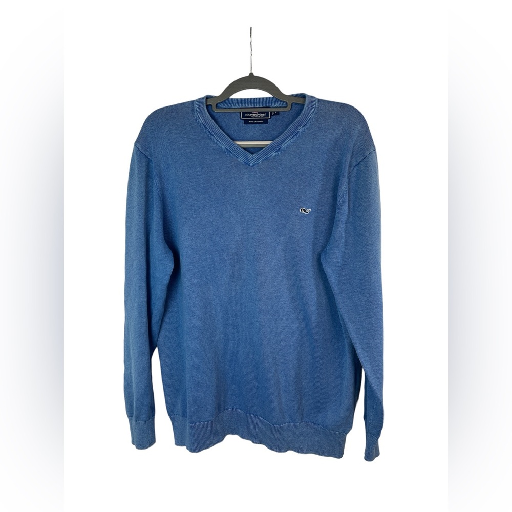 Vineyard vines mens blue v-neck‎ cotton cashmere blend lightweight sweater large